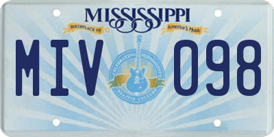 MS license plate MIV098