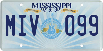 MS license plate MIV099