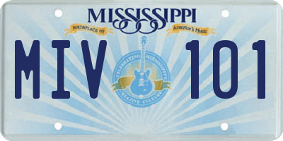 MS license plate MIV101