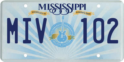 MS license plate MIV102