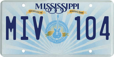 MS license plate MIV104