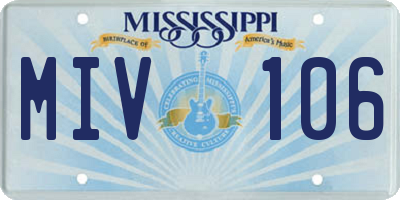 MS license plate MIV106