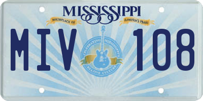 MS license plate MIV108