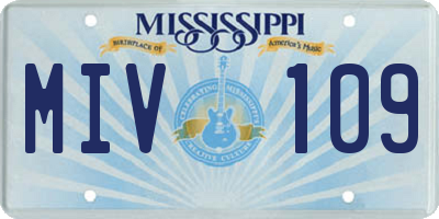 MS license plate MIV109