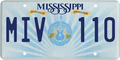 MS license plate MIV110