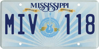 MS license plate MIV118