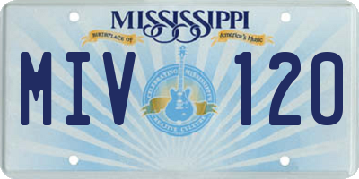 MS license plate MIV120