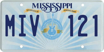 MS license plate MIV121