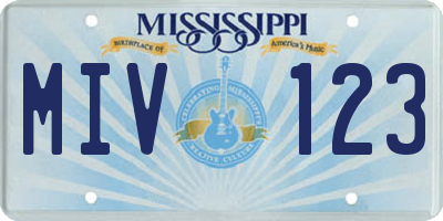 MS license plate MIV123