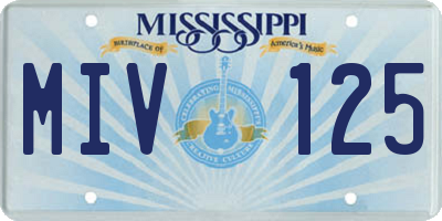 MS license plate MIV125