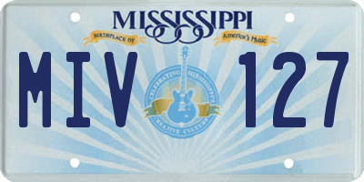 MS license plate MIV127