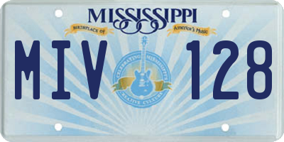 MS license plate MIV128