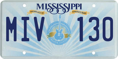 MS license plate MIV130