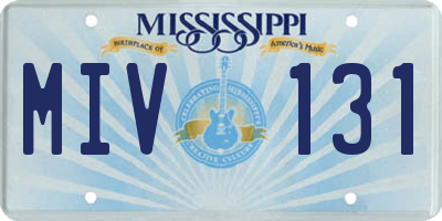 MS license plate MIV131
