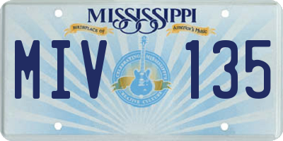 MS license plate MIV135