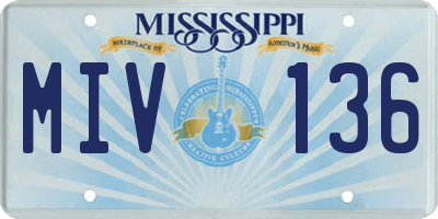 MS license plate MIV136