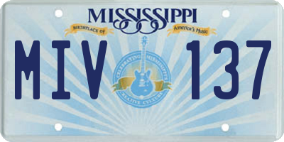 MS license plate MIV137
