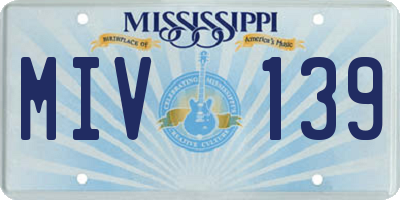 MS license plate MIV139