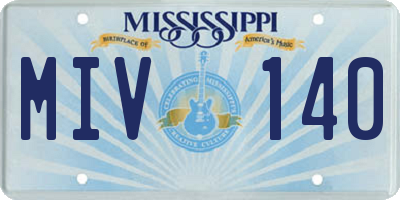 MS license plate MIV140