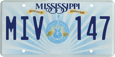 MS license plate MIV147