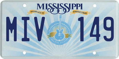 MS license plate MIV149