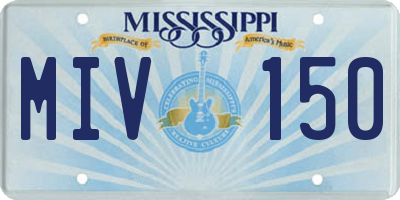 MS license plate MIV150