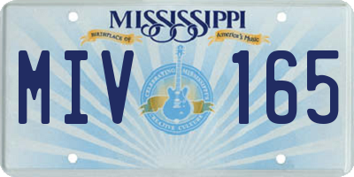 MS license plate MIV165