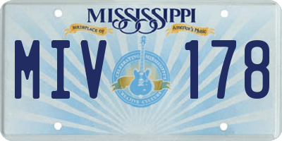 MS license plate MIV178