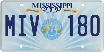 MS license plate MIV180