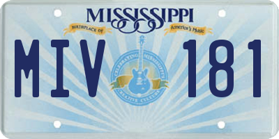 MS license plate MIV181