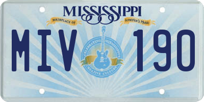 MS license plate MIV190