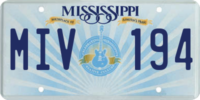 MS license plate MIV194