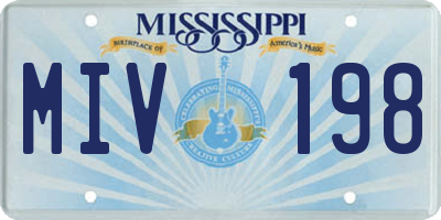 MS license plate MIV198