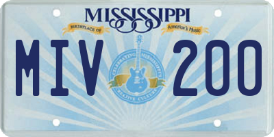 MS license plate MIV200