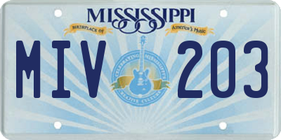 MS license plate MIV203