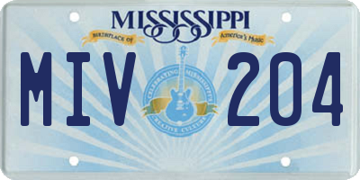 MS license plate MIV204