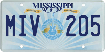 MS license plate MIV205