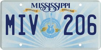 MS license plate MIV206