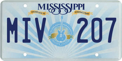MS license plate MIV207