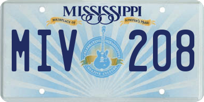 MS license plate MIV208
