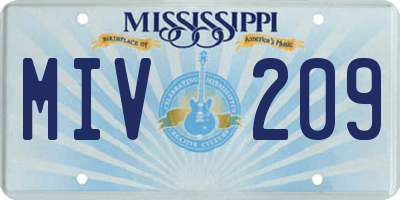 MS license plate MIV209