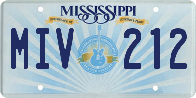 MS license plate MIV212