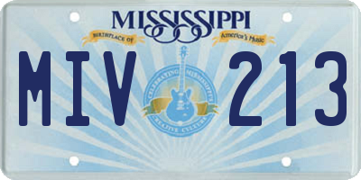 MS license plate MIV213