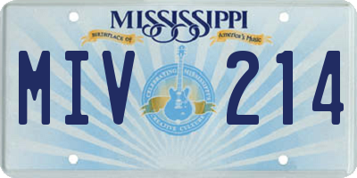 MS license plate MIV214