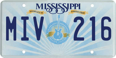 MS license plate MIV216