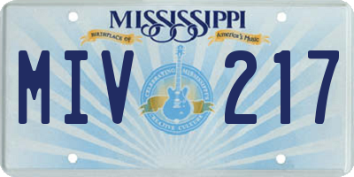 MS license plate MIV217