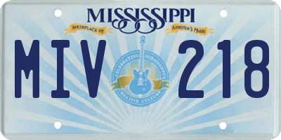 MS license plate MIV218