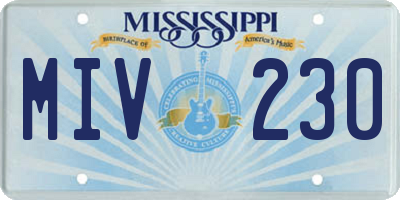 MS license plate MIV230