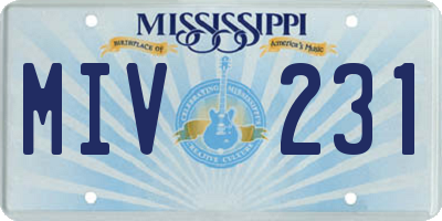 MS license plate MIV231