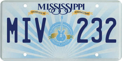MS license plate MIV232